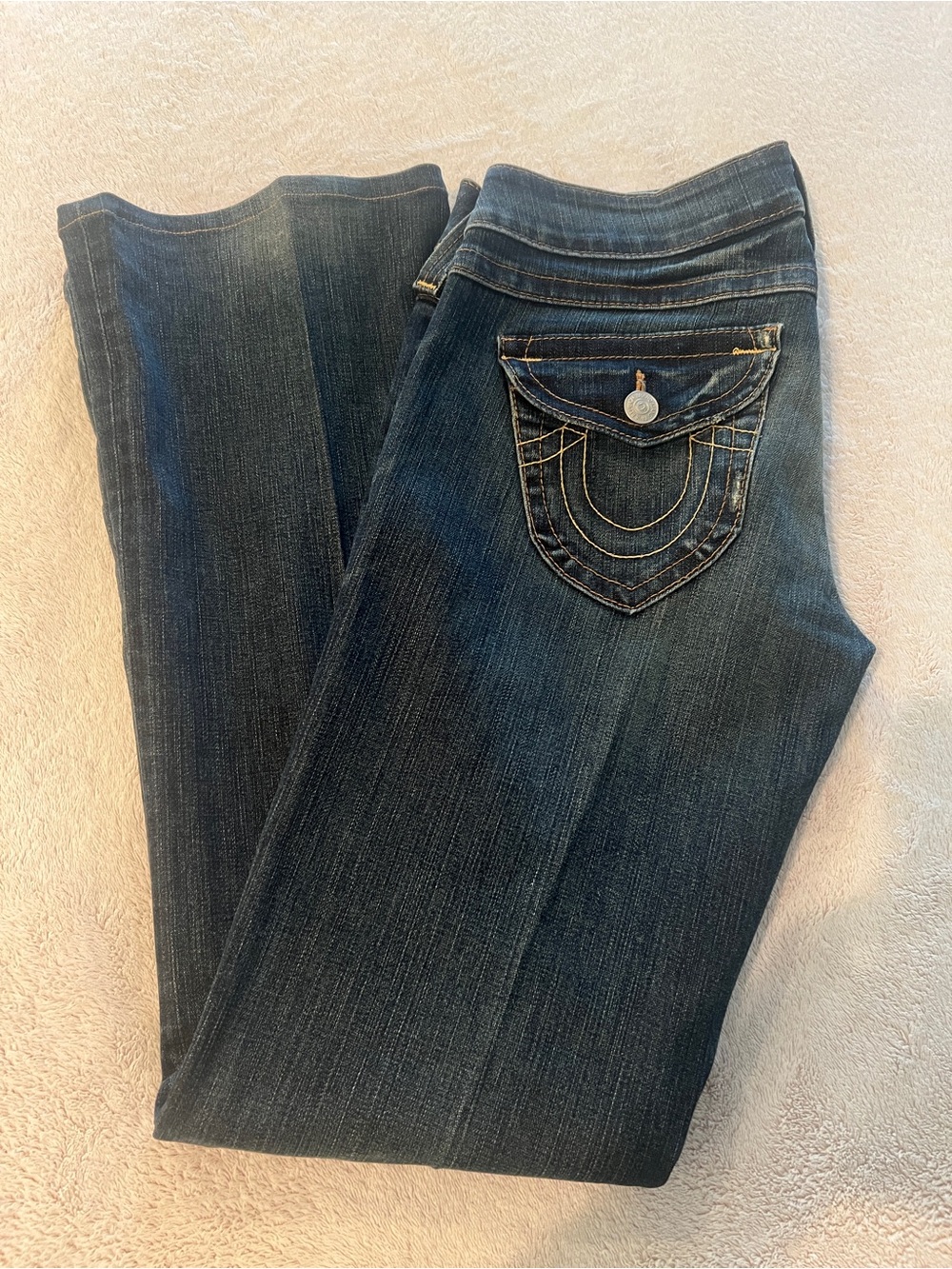 VTG True Religion Women’s Joey Flare Bootcut Jeans Y2K Low Rise Distressed 31